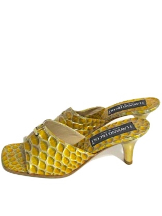 Flaviano Ercoli Shoes - Ercoli NWOT Gold Fishscale Patterned Italian Leather Sandals, Size EU36